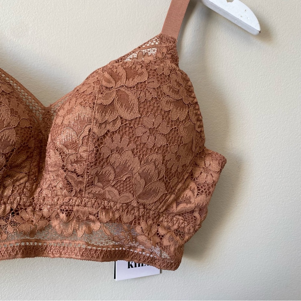 Knix (NEW W/ TAG) lace lined wireless medium support longline bra - gilded gold - Picture 5 of 9